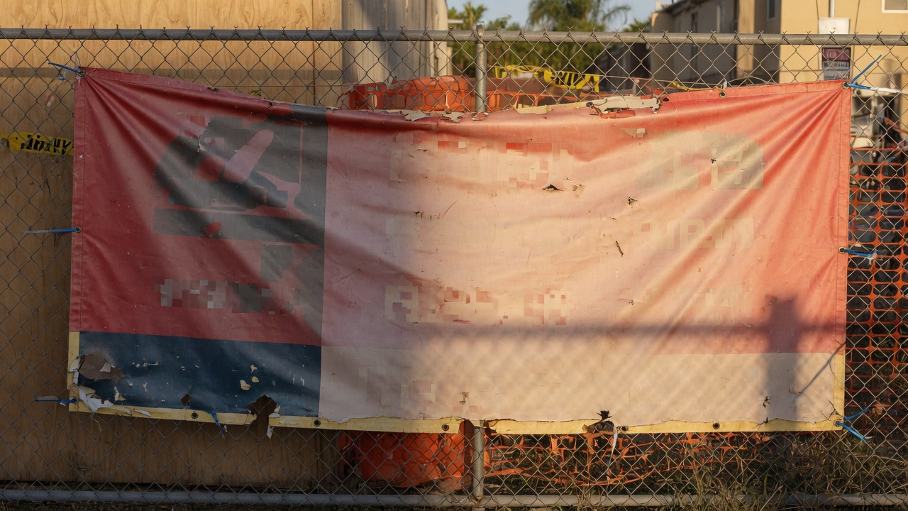 Solid outdoor vinyl banner after Orange County sun exposure