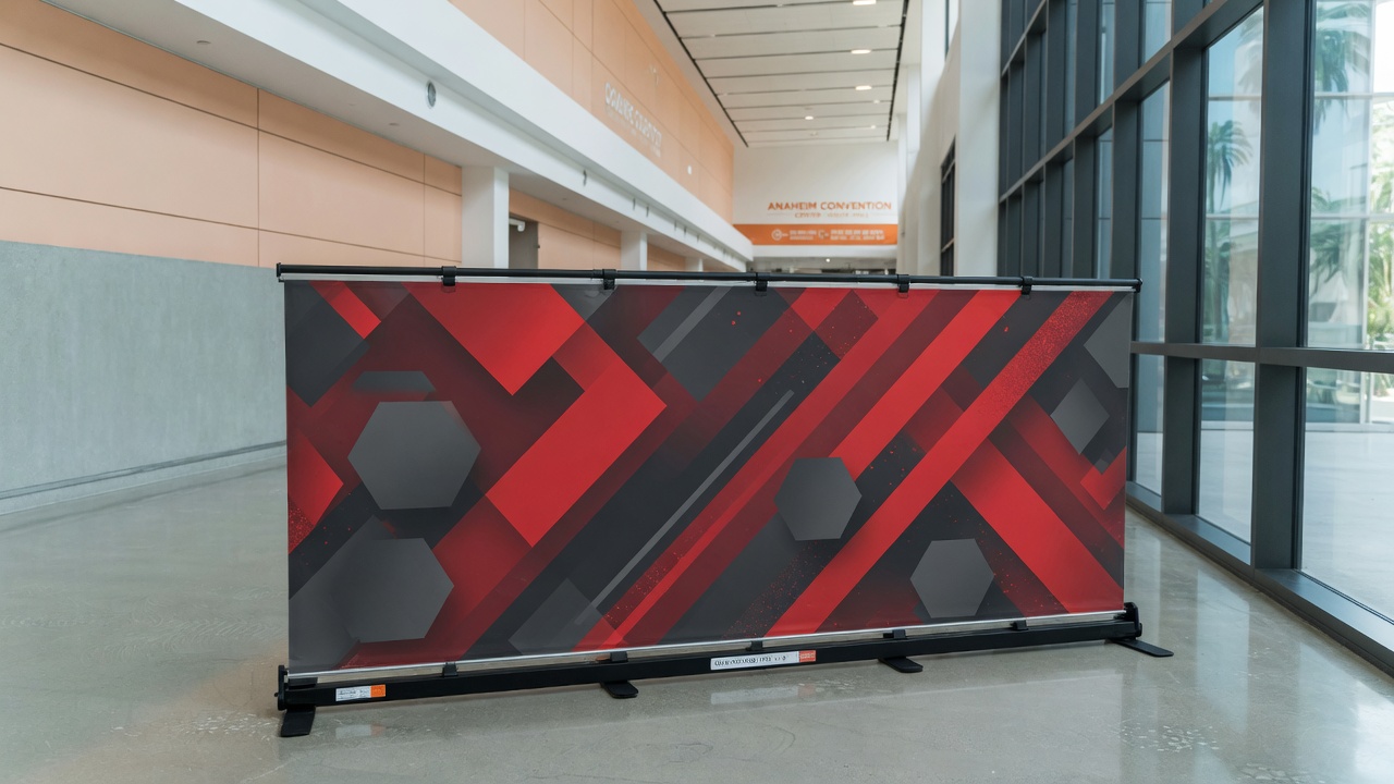 Retractable banner as part of a booth kit